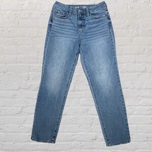 Old Navy OG Straight Ankle Jeans Size 4 High Rise Blue Distressed Hem Y2K 27x27